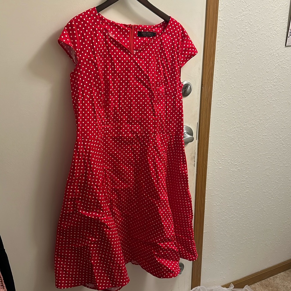 50s style red polkadot dress